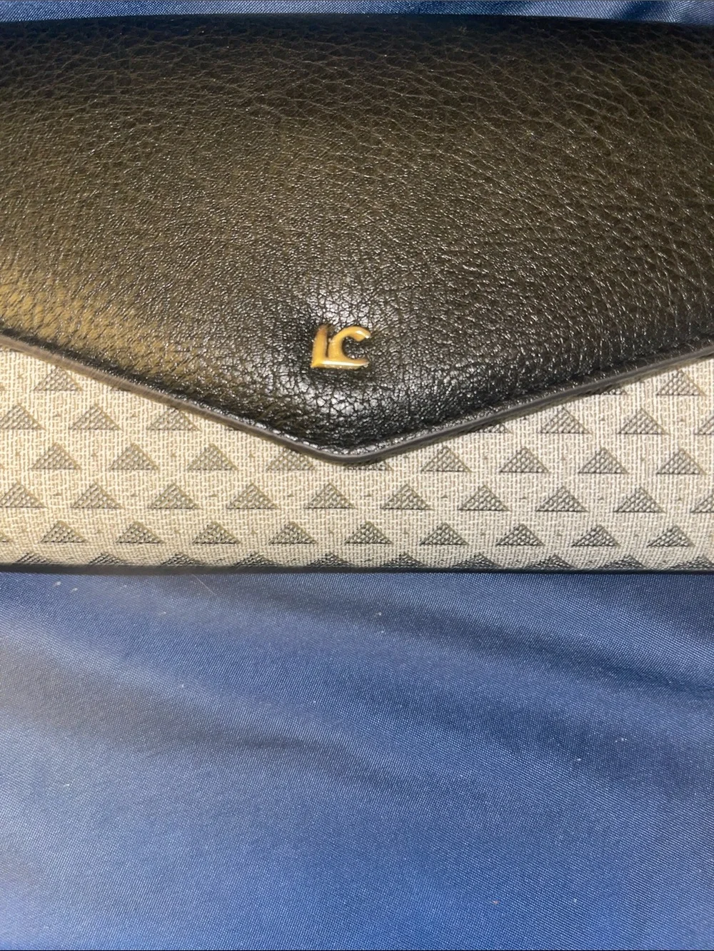 Liz Claiborne Black and Gray Tri-Pattern Envelope Clutch
